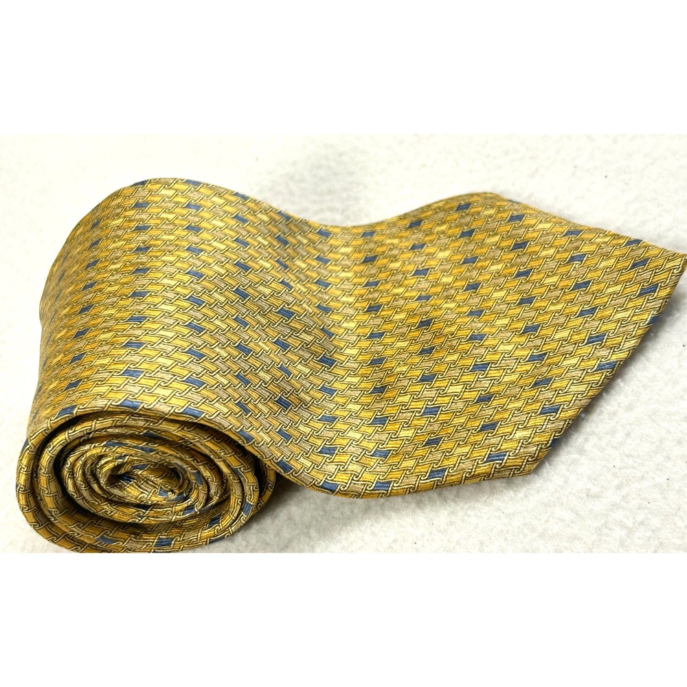 Van Heusen Necktie Men OS Gold Geometric Silk Dapper